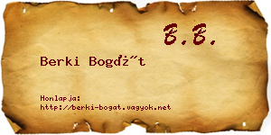 Berki Bogát névjegykártya